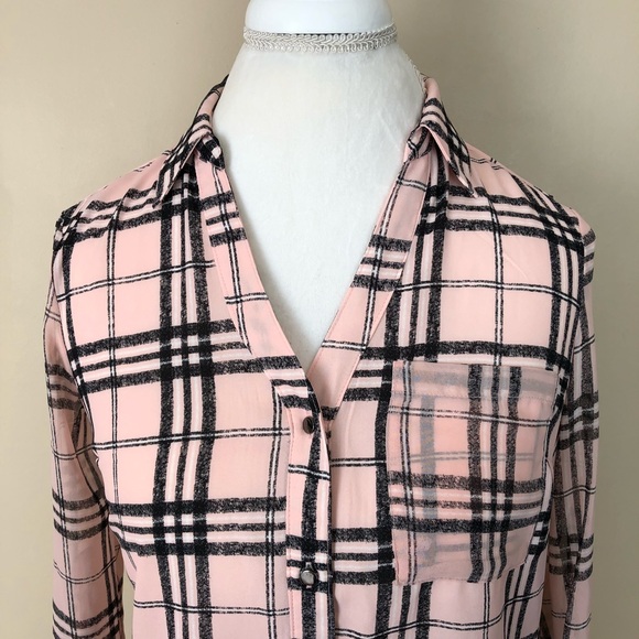 Candies Pink & Black Checkered Blouse - Picture 5 of 7